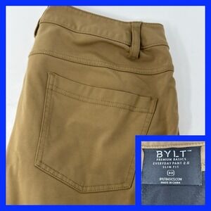 Bylt Premium‎ Everyday Pant 2.0 Slim Fit Brown Viscose Blend Mens Size 32
